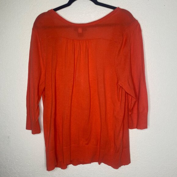 Lane Bryant Womens Button-Up Orange Cardigan 18/20 3/4 Sleeves 100% Cotton Light - Picture 7 of 10